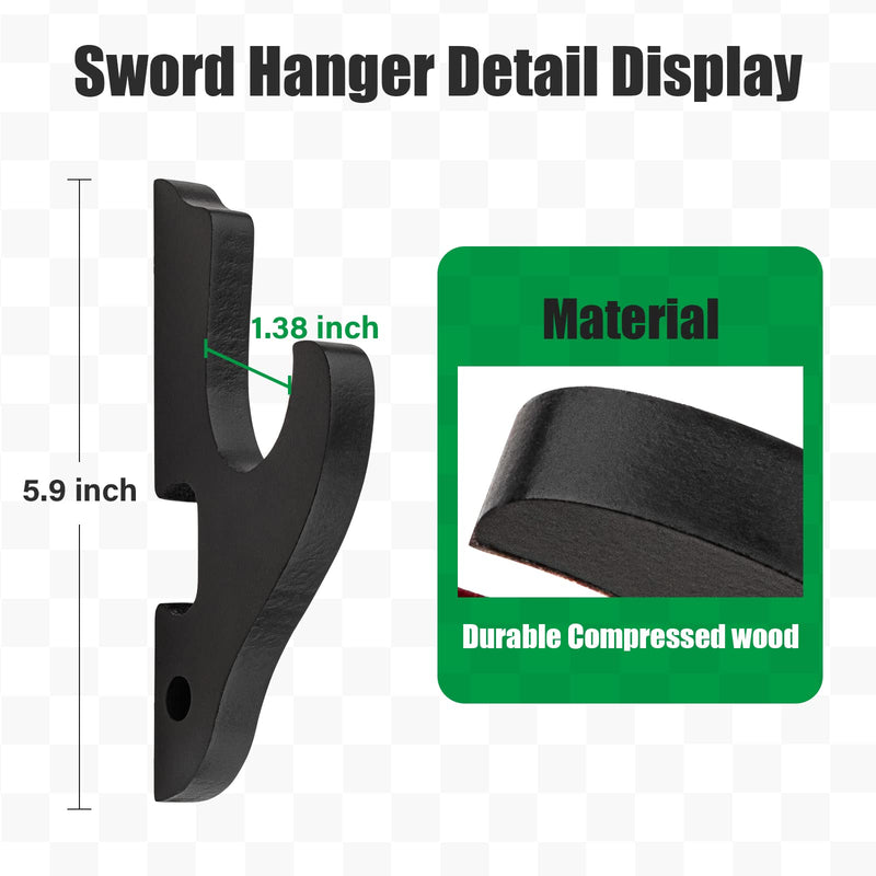 Ekkhysis Sword Wall Mount 1-Tier Hook Katana Holder Adjustable Display Hanger for Samurai Sword Tanto Rapier Light Saber Cosplay Blade Tanjirou Demon Slayer Weapon Rack - BeesActive Australia