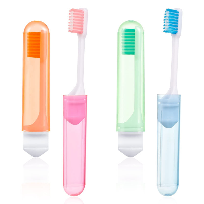 Xinzistar 4 Pieces Portable Soft Toothbrush Camping Toothbrush Travel Toothbrush Folding Travel Toothbrush for Adult Children Oral Care - BeesActive Australia
