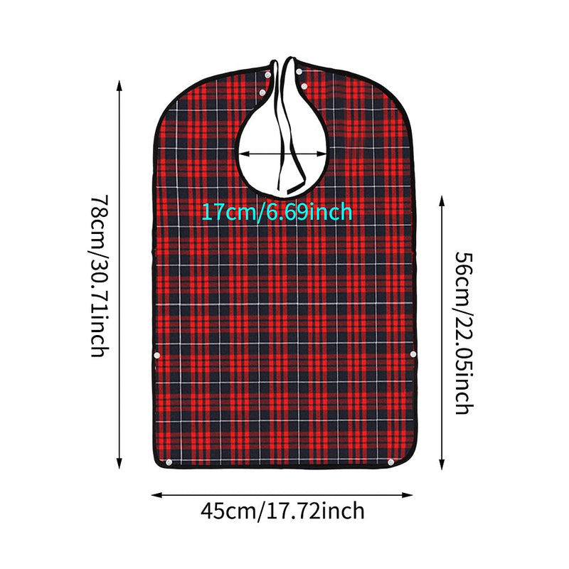 kuou Adult Bibs,Adult The Eldly Bib Adult Washable Dining Bibs for Elderly （2 Pack，Checkered pattern） - BeesActive Australia