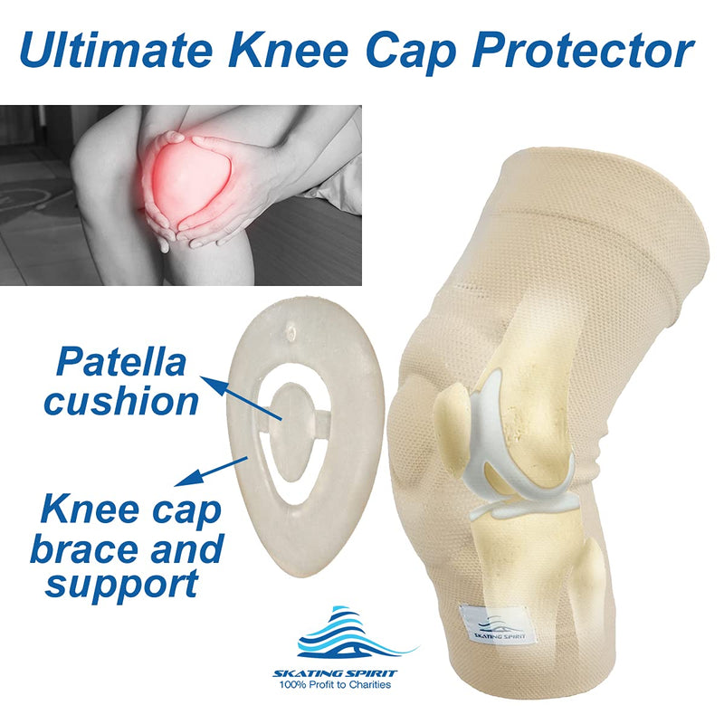 SKATINGSPIRIT Gel Knee Pads (1 Pair), Cushion and Support Knee Cap for Dancing Figure Skating Gymnastic, Youth and Adult (Medium) Medium Beige - BeesActive Australia