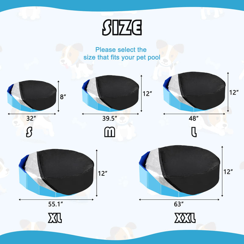 Rypet Dog Pool Cover Foldable Round Pool Pet Collapsible Swimming Pool Cover Kiddie Pool Cover Portable Pool Accessories for Dog Kiddie Pool Bathing Tub XX-Large - 63"*12" - BeesActive Australia