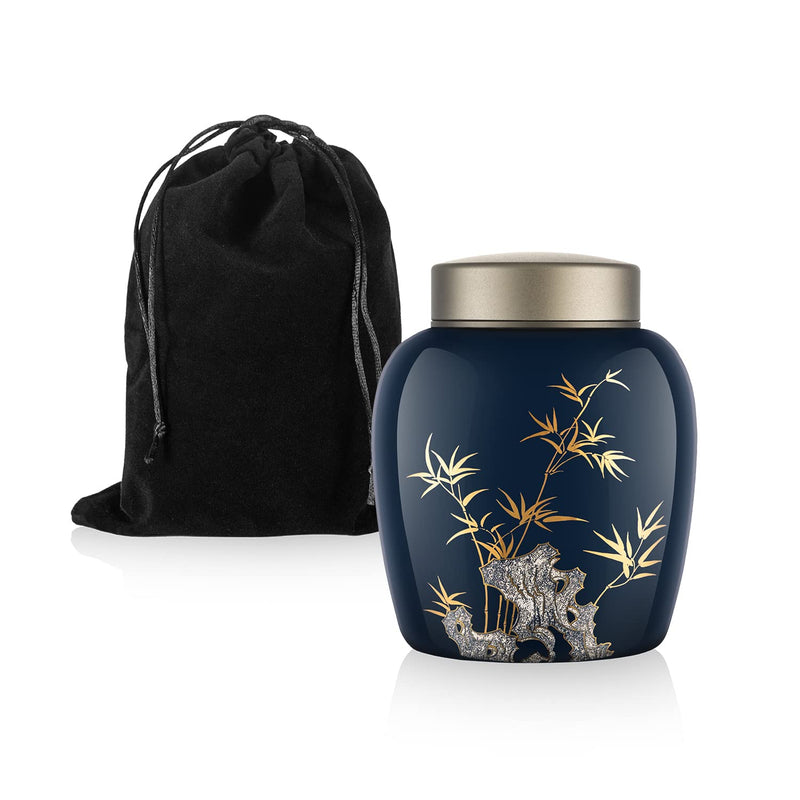 NEWDREAM Urns for Human Ashes Urns for Cat Urns,Pet Urns for Cat Ashes,Cat Urns for Ashes Animal Urns for Ashe Pet Cremation Urn (Blue Clivia) Black Bamboo - BeesActive Australia