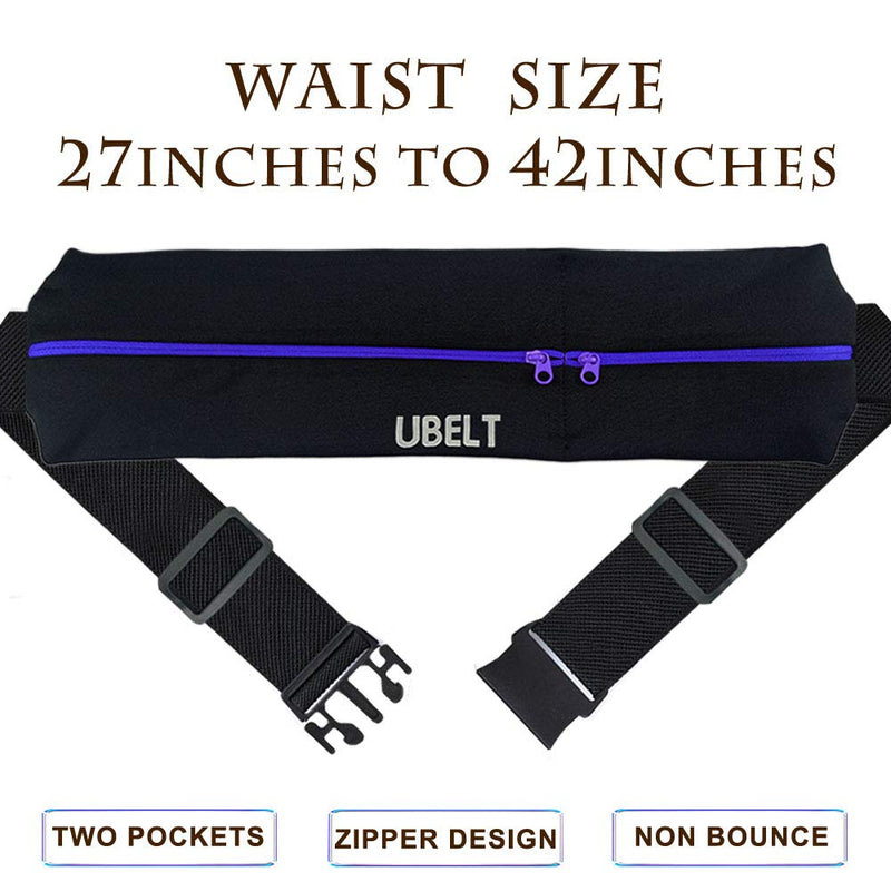 UBELT Running Belt Phone Holder Waist Pack for Hiking Travel Walking Fitness Jogging Gym for iPhone 11 Xr Xs Max 8Plus Galaxy S10 Edge Men Women BUCKLE BLUE ZIPPER 27"-45" - BeesActive Australia