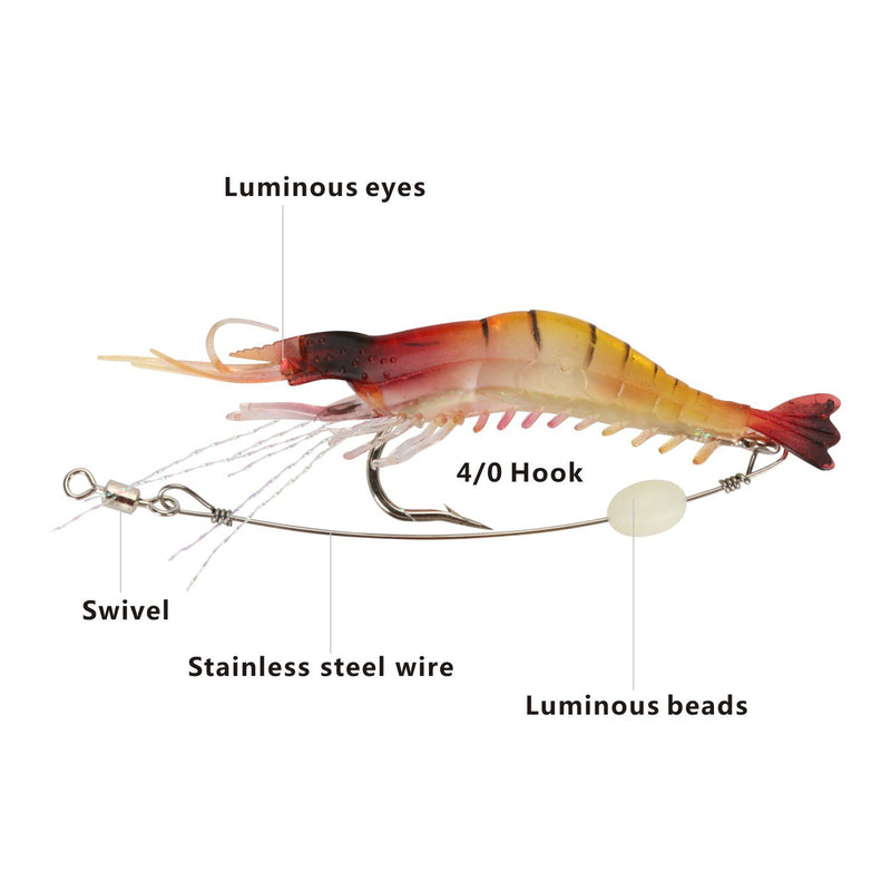 [AUSTRALIA] - Goture Soft Lures Shrimp Bait Set, Freshwater/Saltwater, Trout Bass Salmon 3.54in/0.21oz 15Piece 