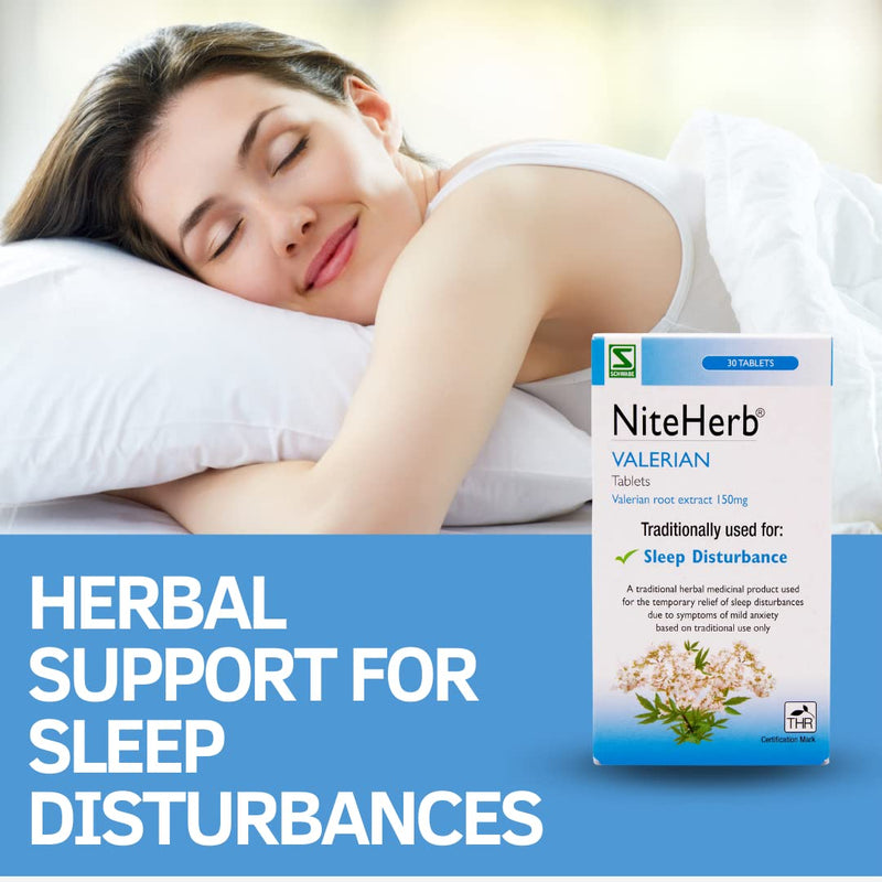 Schwabe Pharma - Niteherb - Valerian Root Extract 150mg - Traditionally used for Sleep Disturbances - Traditional Herbal Medicinal Product - 30 Tablets - BeesActive Australia