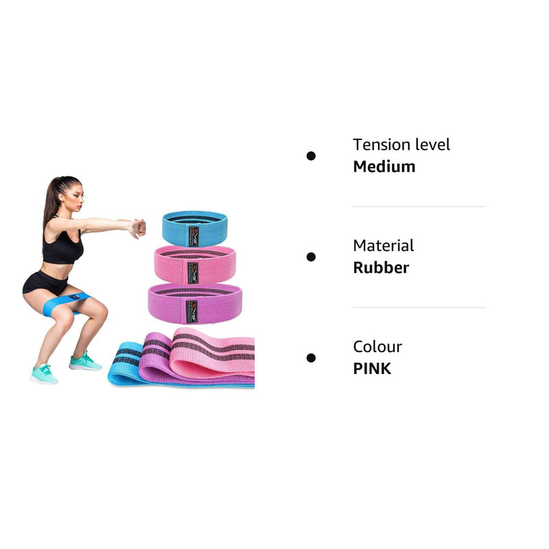 Islero Fitness EVO Resistance Bands for women with Non Slip Premium Fabric design Pull up Elastic Loops Gym Bands Best for Exercise of Legs Booty Glutes Hips Yoga Home Fitness [SOLD AS SINGLE BAND] PINK M - BeesActive Australia