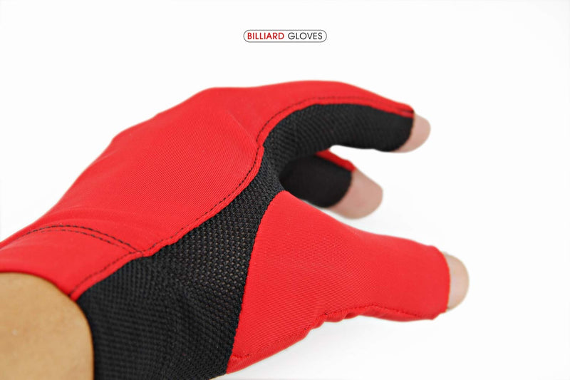 [AUSTRALIA] - Men Women Quick-Dry Pool Glove for Billiard Snooker Cue Shooters Carom Sports fits on Left Hand Red Large-X-Large 