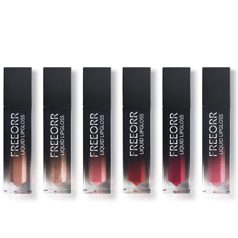 FREEORR 6 Colors Glossy Lipstick set, High Pigmented Liquid Lipstick Kit, Non-sticky with Shine, Shimmer, Glittery, Pearl ,Hydrated Sexy Fuller-Looking Lips for Sexy Beauty A-6 colors - BeesActive Australia