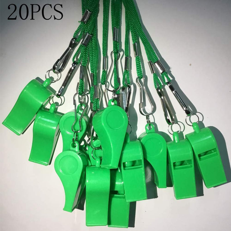 DYBADYSA 20 Pcs Plastic Loud Whistles with Lanyard for Referee Coaches Basketball Football Sports Training Game Event Lifeguard Survival Emergency Fun School Kids Tool Set Suppliers Green - BeesActive Australia