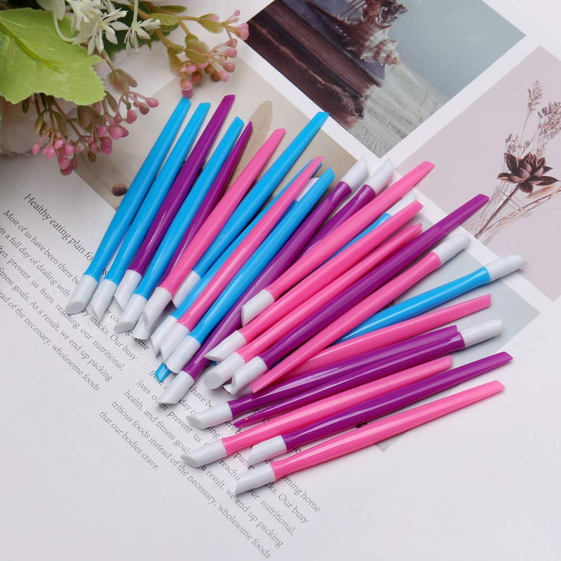 30pcs Plastic Handle Nail Cuticle Pusher, Bulk Rubber Nail Cleaner Colored Nail Art Tools with 1pcs Nail Brush for Men and Women(Pink,Blue,Purple) - BeesActive Australia