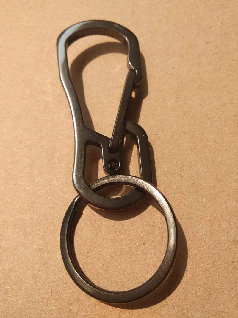 Alsmiley Carabiner Clip Retractable Ring Set Titanium KeyChain Quick Release Hooks for Men Women 1 Pack Black - BeesActive Australia