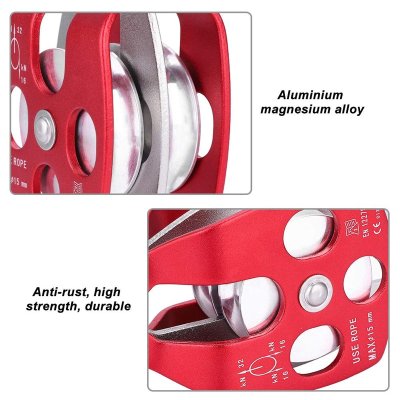 Climbing Pulley Aluminium Metal Alloy 32 KN Large Rescue Pulley Heavy Duty Single Swivel Rope Pulley for Block Climbing Safety Equipment - BeesActive Australia