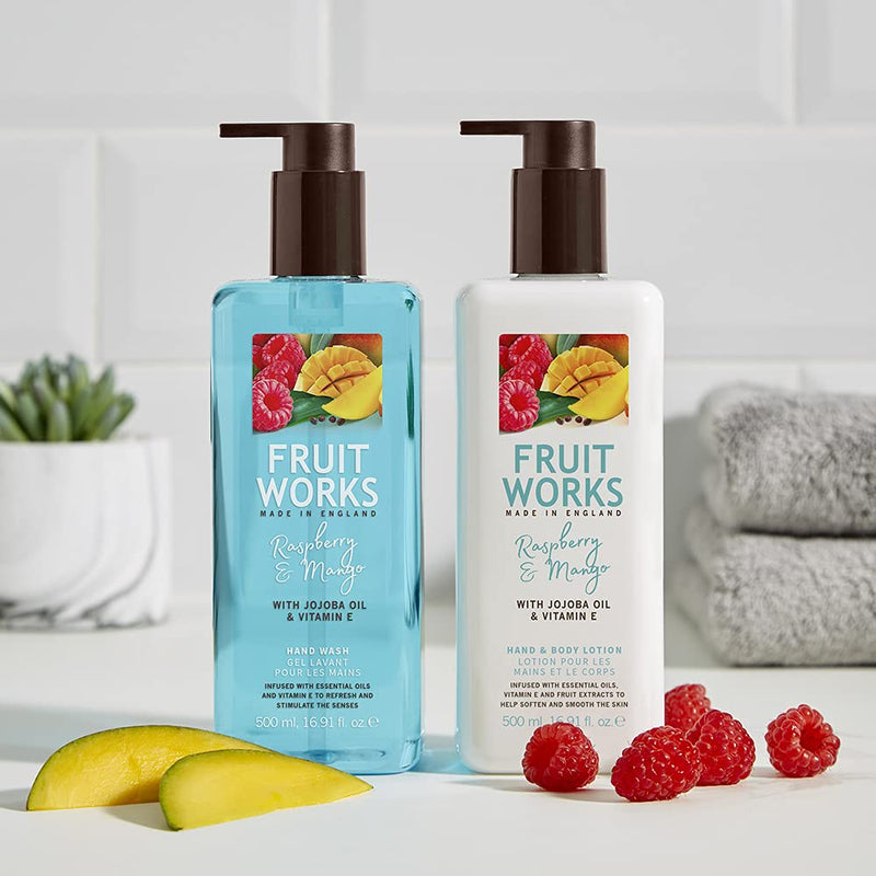 Fruit Works Raspberry & Mango Cruelty Free & Vegan Hand & Body Lotion With Natural Extracts 1x 500ml - BeesActive Australia