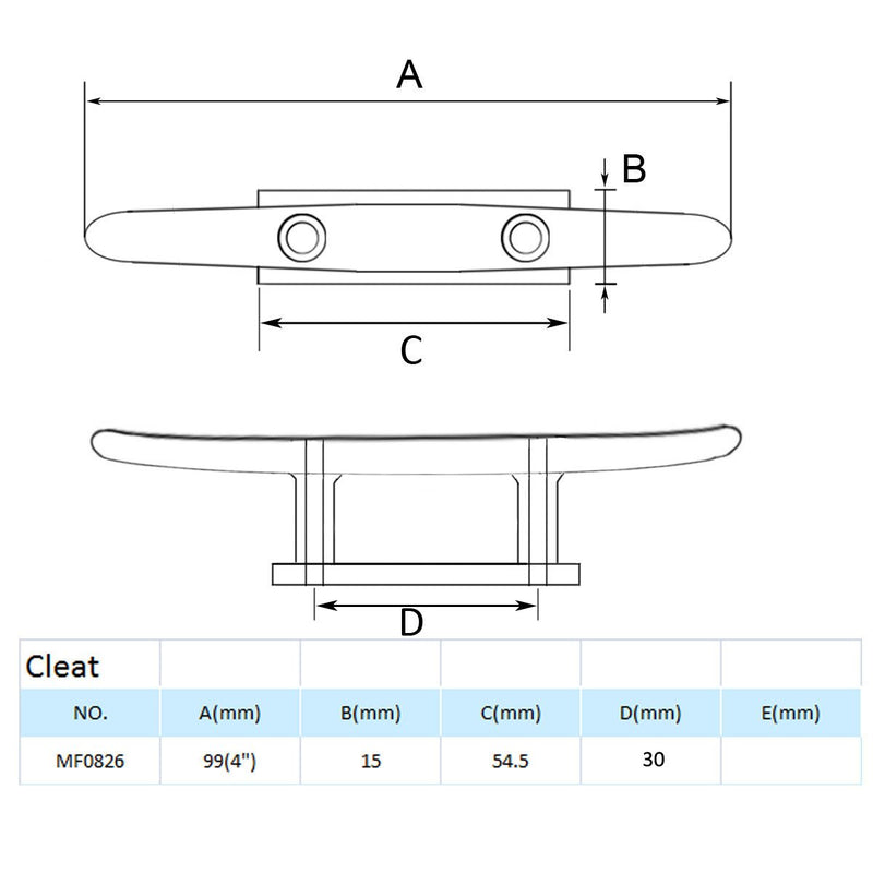 [AUSTRALIA] - MIZUGIWA Mooring Boat Deck Cleats 4" 316 Stainless Steel Pack of 2 