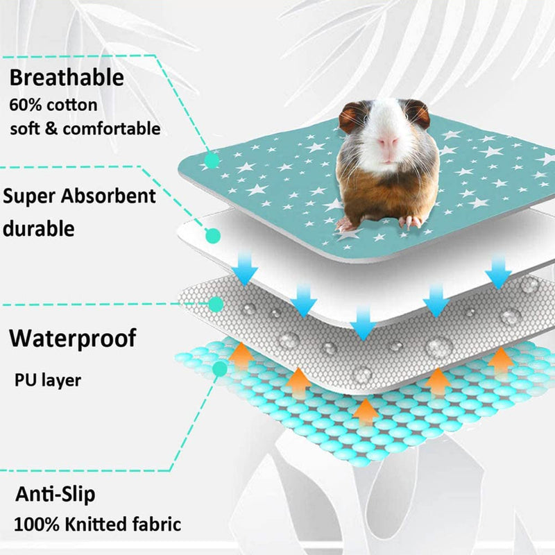 4Packs Guinea Pig Fleece Cage Liners, Guinea Pig Pee Pads - Absorbent Washable Reusable Bedding Pads, Hamster Cage Pee Pad for Small Animals, Guinea Pig Accessories - BeesActive Australia