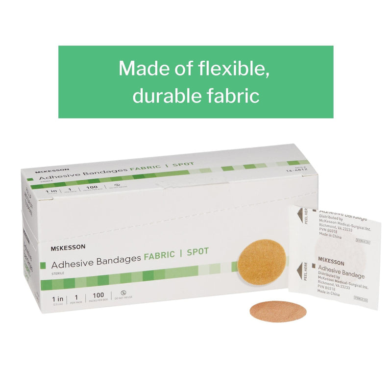 McKesson Adhesive Bandages, Sterile, Fabric Spot, 1 in, 100 Count, 1 Pack - BeesActive Australia