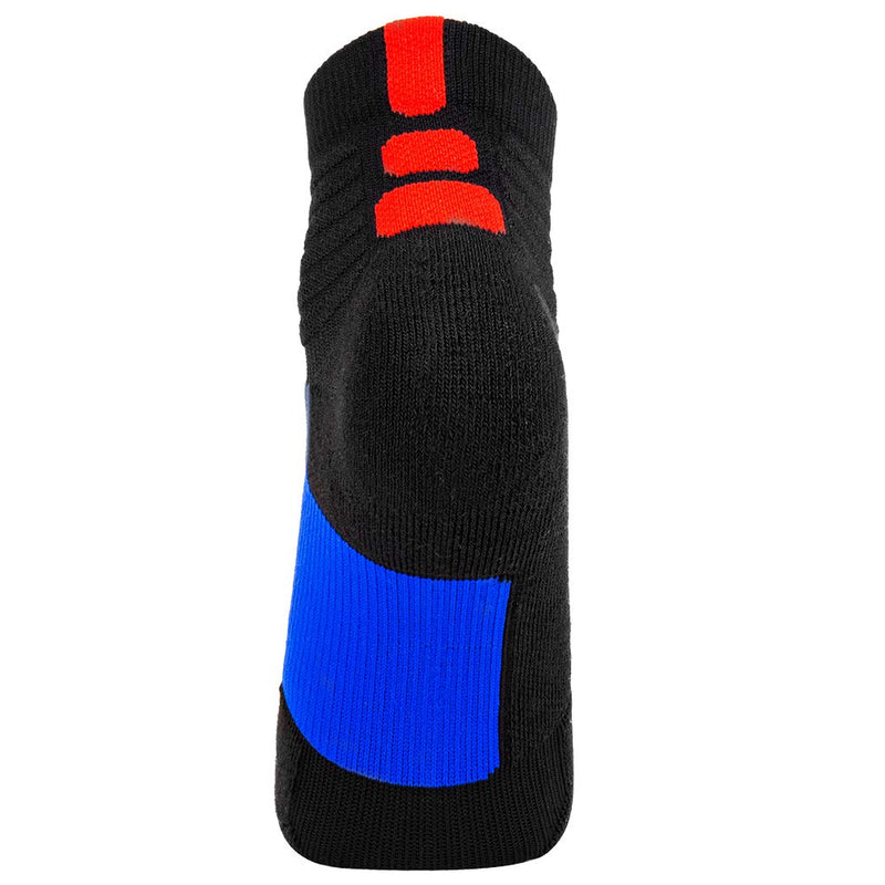 Toes&Feet Men's Cushioned Anti Blister Ankle Compression Basketball Socks 2 Pairs Black With Blue - BeesActive Australia