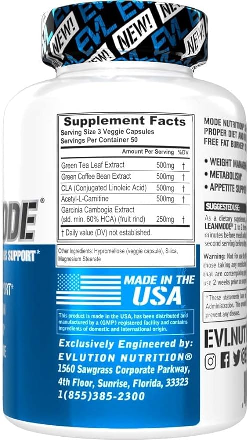 EVLution Nutrition Lean Mode (Weight Loss Support Supplement, No Irritants) (150 Capsules) - BeesActive Australia
