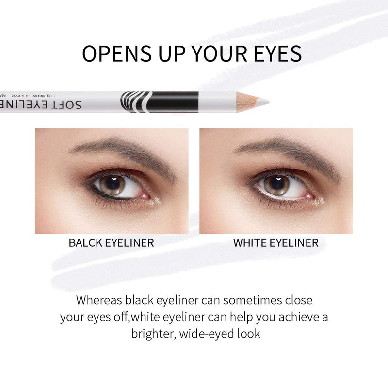 White Eyeliner Pencils Professional Use as Highlighter, Soft, Waterproof, Long-Lasting Eyeshadow, Eye Brightener, Beauty Makeup Tools (12pcs) 12pcs - BeesActive Australia