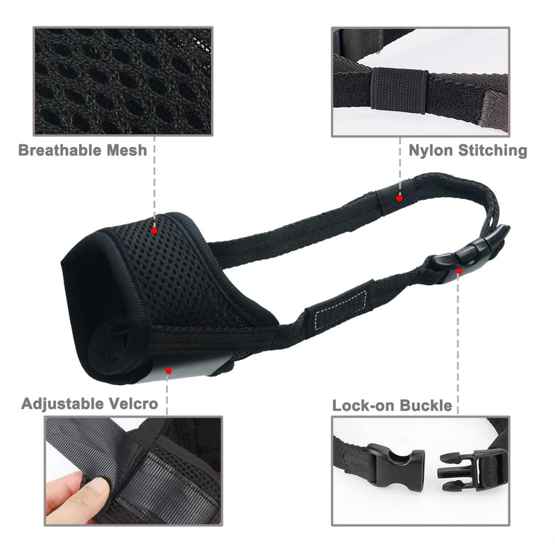 Dog Muzzle Anti Biting and Chewing, with Comfortable Mesh Soft Fabric and Adjustable Strap, Suitable for Small, Medium and Large Dogs XS Red Trim - BeesActive Australia