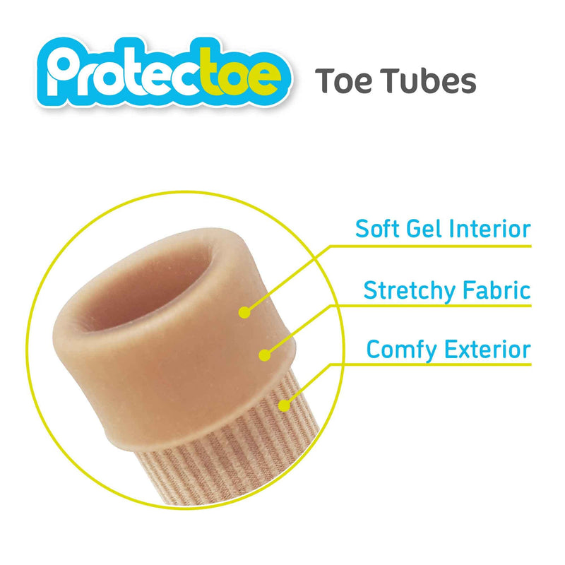 Pack of 5 Protectoe Toe Cushion Tubes, Toe Protectors, Toe Bandage 15cm Length (Middle Toes) Middle Toes - BeesActive Australia