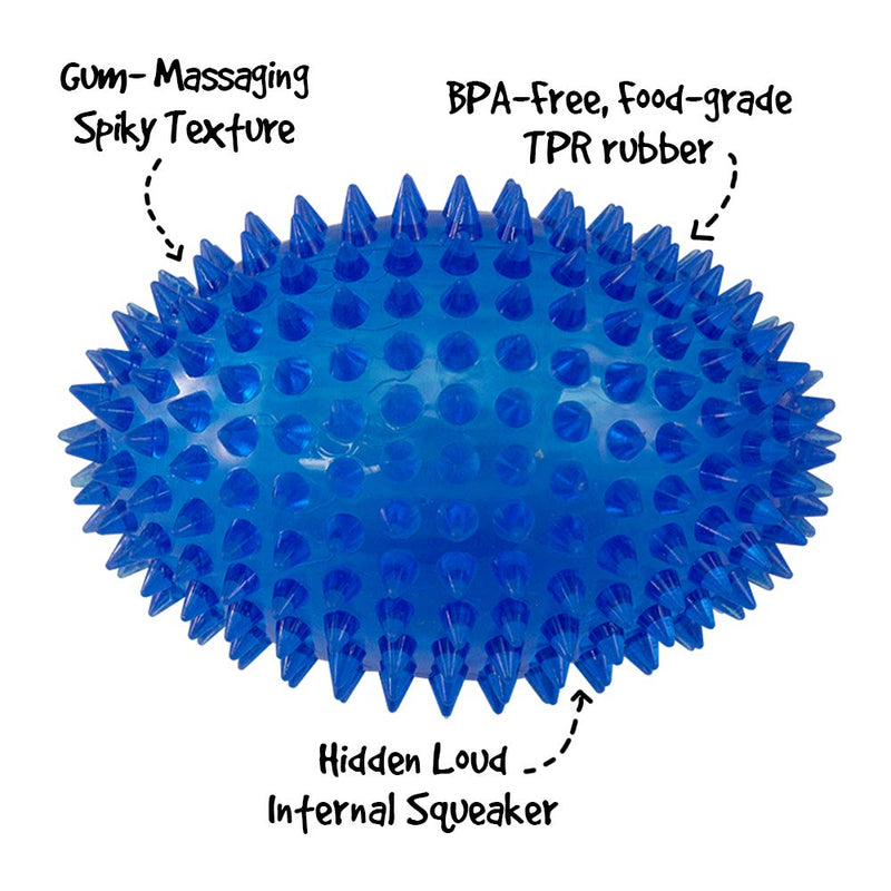 Gnawsome™ 4.5” Spiky Squeaker Football Dog Toy - Large, Cleans Teeth and Promotes Good Dental and Gum Health for Your Pet, Colors Will Vary - BeesActive Australia