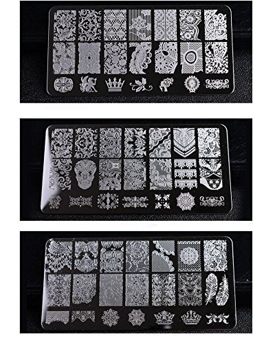 WOKOTO Nail Art Stamping Plates Set Lace Flower Image 6Pcs Nail Art Templates Manicure Plates kit - BeesActive Australia