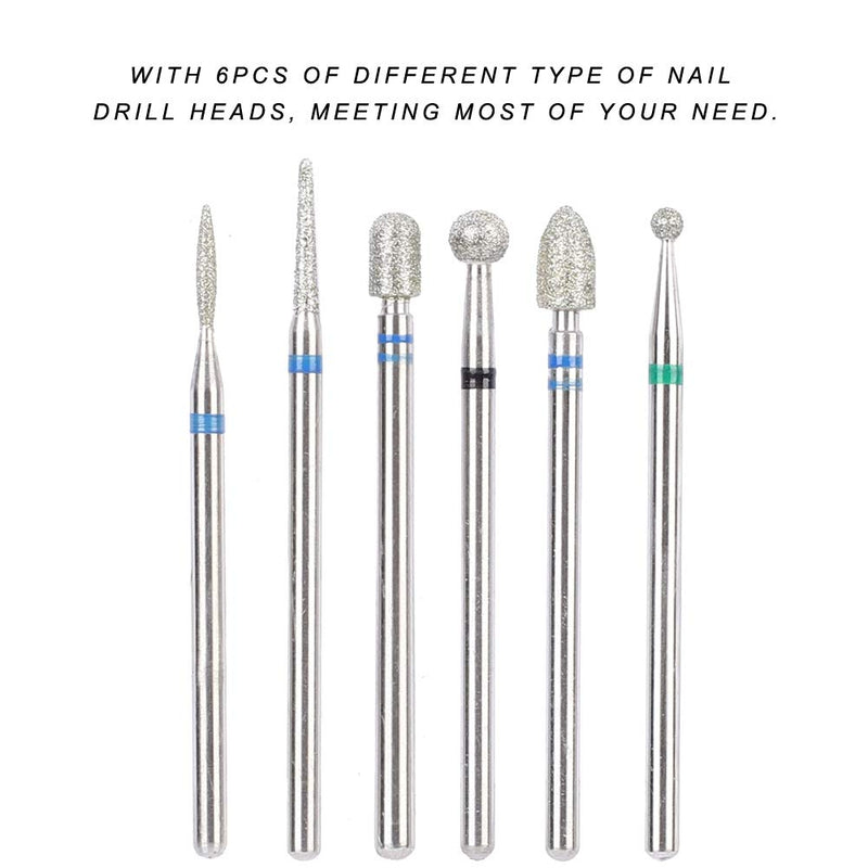 5 Types 6pcs/pack Stainless Steel Nail Art Drill Bit Kit Nail Drill Accessories Manicure, smoothing nail tools, smooth nails(JG#8) JG#8 - BeesActive Australia
