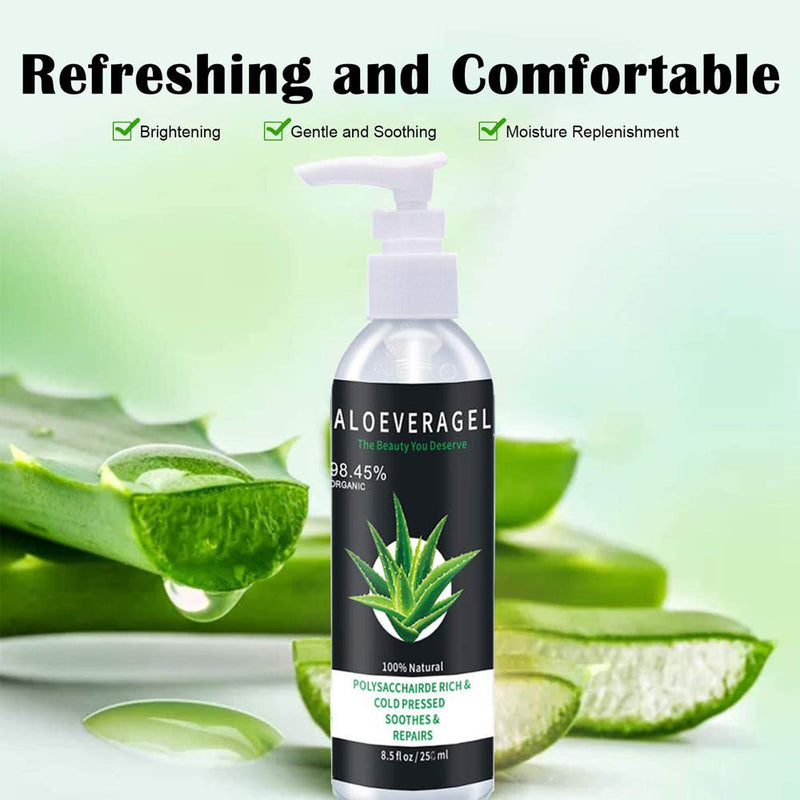 Aloe Vera Gel, Pure Natural From Organic Aloe Plant, Durable Moisturizing Hydrating Soothing, After Sun Repair Face Skin Hair Care, Sunburn Relief Body Lotion Cold-pressed and No Sticky - 8.5 fl.oz - BeesActive Australia