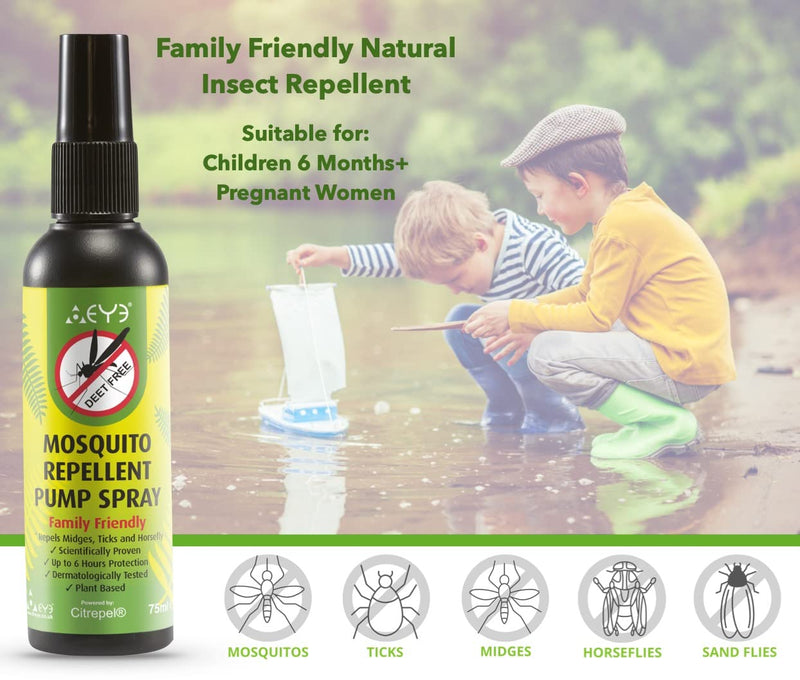 THEYE Insect Repellent Pump Spray Natural Deet & Preservative Free No Harmful Chemicals Insect Repellent 2 x 75ml - BeesActive Australia