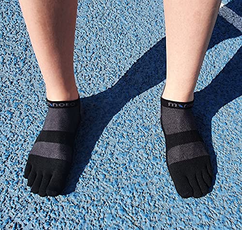 Minoto's Coolmax No-Show Midweight Toe Socks for Running and Hiking with Cushion and Mesh for Men and Women Small Black (1 Pair) - BeesActive Australia
