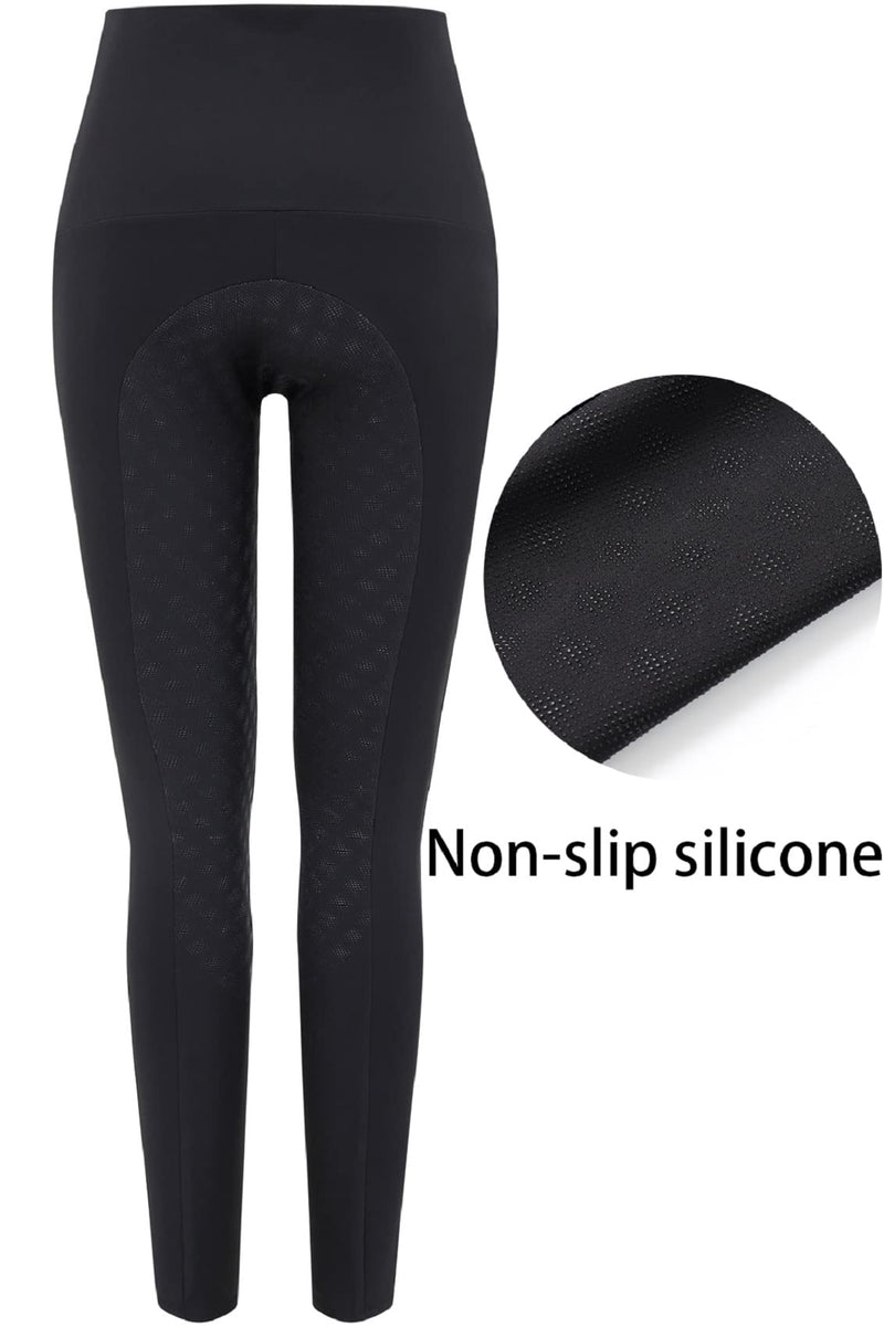 MakyeAme Women's Horse Riding Pants Full Seat Silicone Grip Riding Training Tights Equestrian Breeches with Size Pockets Black X-Large - BeesActive Australia