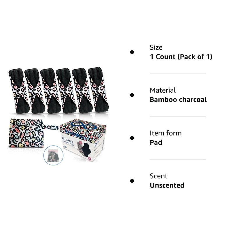 Large Reusable / Washable Menstrual / Sanitary Towels / Pads (6 Pads / washbag / travelbag ) an eco Friendly Alternative Made with Bamboo Charcoal by Infinityeco - Pop Leopard (Large) With Wings Large - BeesActive Australia