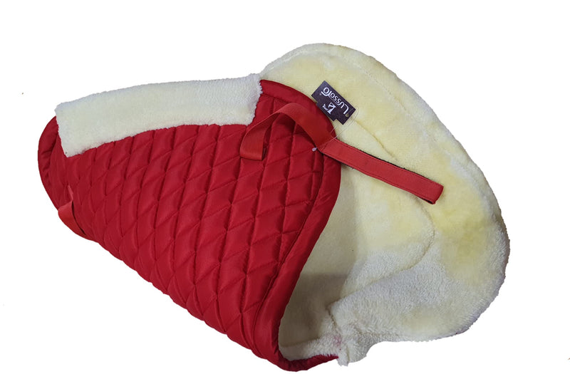 Lussoro Half Saddle Pad Half Pad Red Fleece Half Pad Equestrian Riding Equipment and Accessories - BeesActive Australia