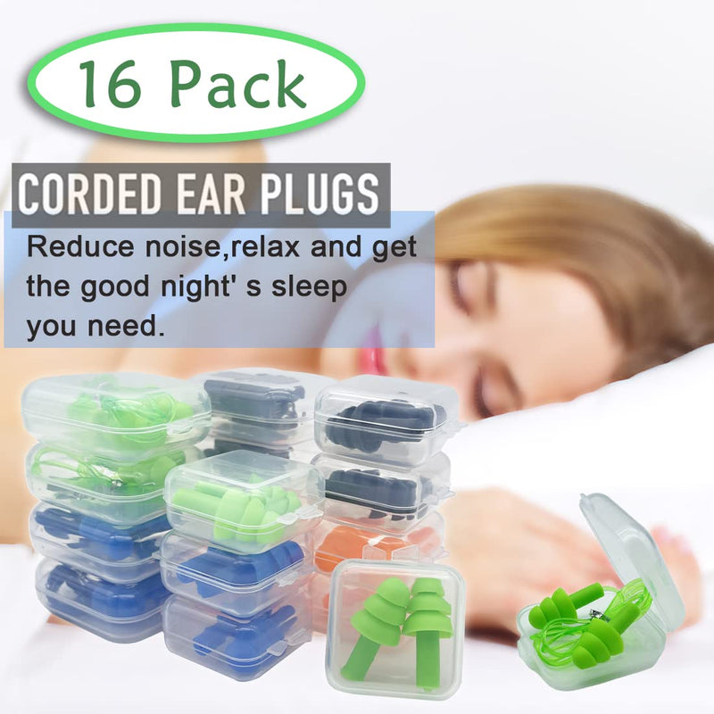 Ear Plugs for Sleeping,16 Pairs Noise Canceling Ear Plugs Soft Reusable Silicone Earplugs Waterproof Noise Reduction Earplugs for Concert,Swimming,Study,Loud Noise,Snoring - BeesActive Australia
