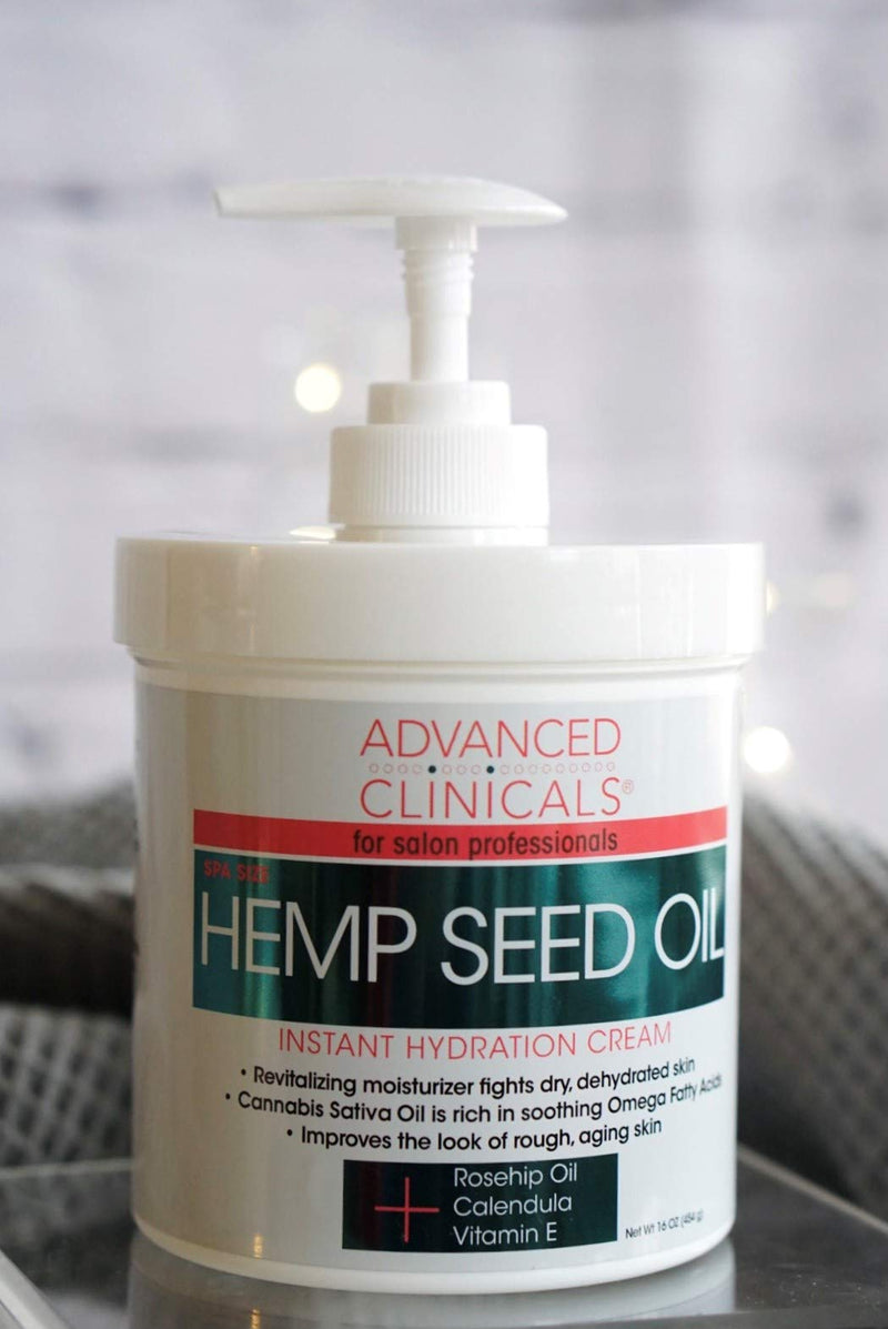 Advanced Clinicals Hemp Seed Lotion. Hemp seed oil cream for dry, rough skin with Rosehip Oil, and Vitamin E. Large spa size 16oz cream with pump. (16oz) 16 Fl Oz (Pack of 1) - BeesActive Australia