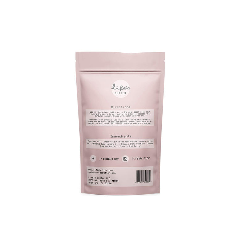 Life's Butter Exfoliating Natural Arabica Coffee Scrub effective against Cellulite, Stretch Marks, Scars, and Acne. Best skin exfoliation product with Organic Shea Butter and Organic Sweet Almond Oil - BeesActive Australia