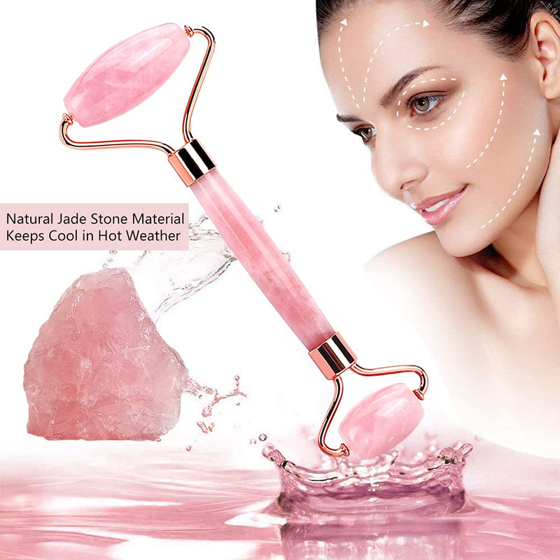Deciniee Jade Roller, Jade Face Roller Natural Rose Quartz Stone Jade Facial Roller Massage Tools for Slimming Firming Pink - BeesActive Australia
