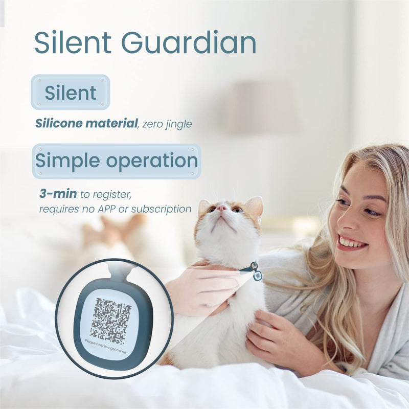 Pawaii QR Code Pet ID Tag, Dog Tag with QR Code, Silent Silicone Dog ID Tag, Modifiable Pet Online Profile, Free Online Pet Page Emergency Contact Deep Sea Blue - BeesActive Australia
