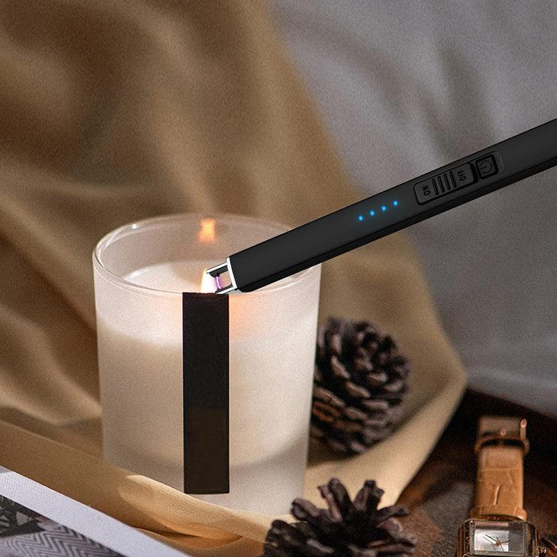 ARECTECH Lighter Electric Lighter Candle Lighter Rechargeable USB Lighter Plasma Arc Lighters for Candle Camping Kitchen Black - BeesActive Australia