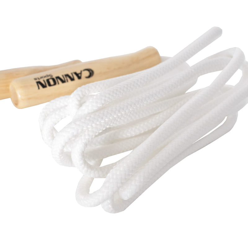 Cannon Sports White Jump Ropes with Wooden Handles & Braided Polyester for Fitness, Exercise & Home Gym 7-feet - BeesActive Australia