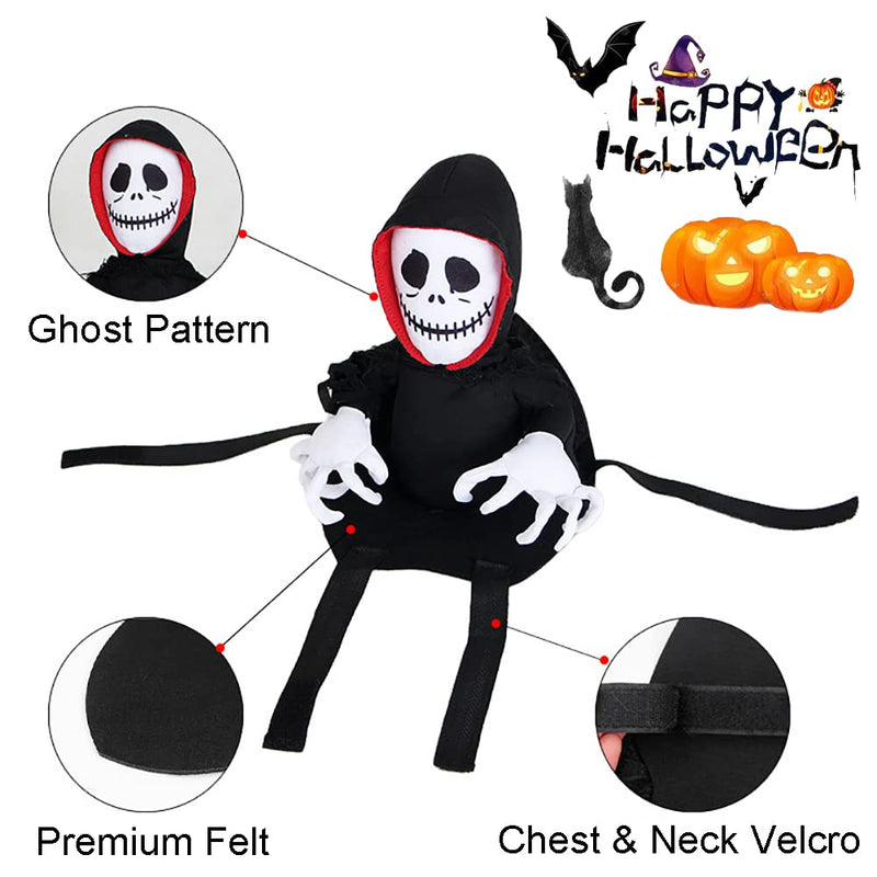 Ghost Dog Costume Halloween Pet Ghost Saddle Costume, Adjustable Halloween Grim Reaper Rider Style Dog Carrying Costume, Ghost Rider Pet Costume for Small Medium Large Dogs - BeesActive Australia