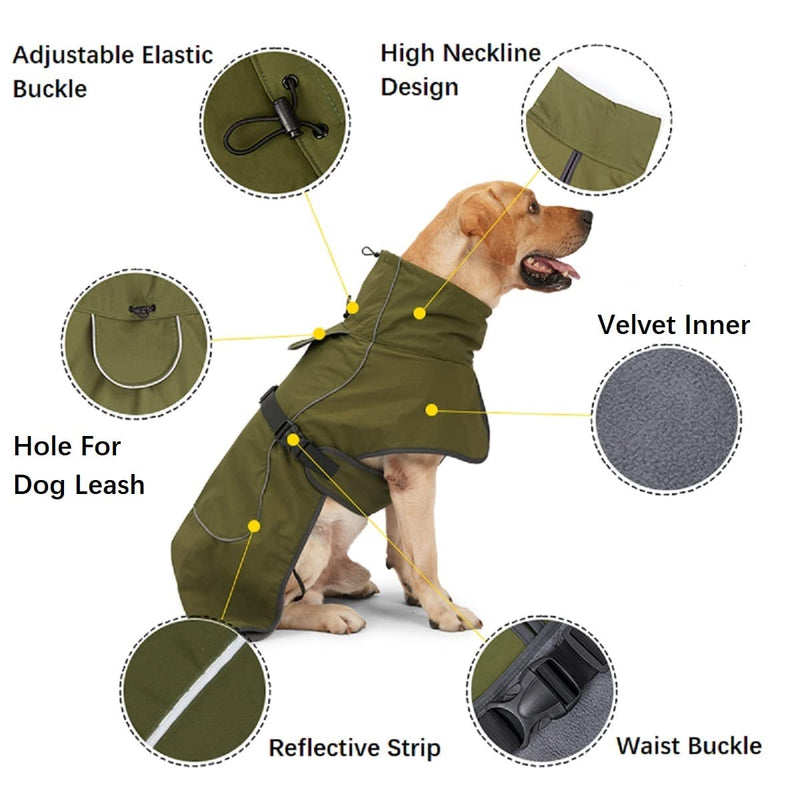 Dog's Cold Weather Coats-Warm Waterproof Dog Jackets Raincoats Windproof Coat with Velvet Inner Soft X-Large Black - BeesActive Australia