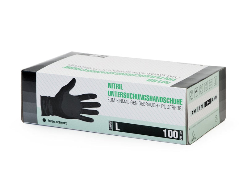 Nitrile Gloves 100 Pieces Box (L, Black) Disposable Examination Gloves, Powder Free, Latex Free, Non Sterile, Medical, Tattoo, Gloves, Single Use - BeesActive Australia