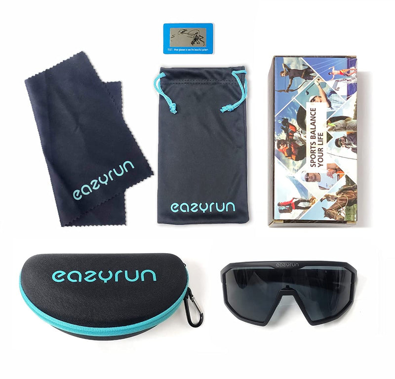 Activate your EAZYRUN Life! Small to Medium Polarized Sports Sunglasses for Women & Men, for Running Cycling Baseball. F23a Matt Black/Smoke - BeesActive Australia