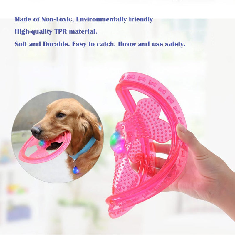 Wandrola Flying Disc Dog Sport Toy with Flashing LED Lights, Light Up Pet Disk for Ultimate Night Time Play Pink - BeesActive Australia