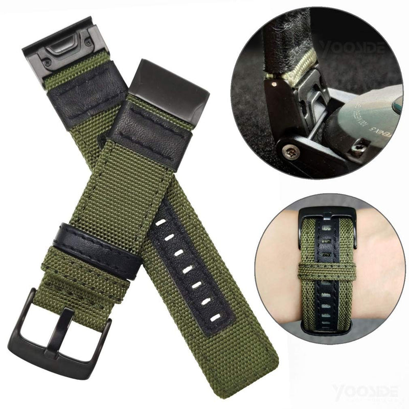 [AUSTRALIA] - YOOSIDE Fenix 5/Fenix 6 Watch Band, 22mm QuickFit NOTA Nylon Durable Wristband Strap for Garmin Fenix 5/5 Plus,Fenix 6,Instinct,Quatix 5, MARQ,Forerunner 935/945,Fit Wrist 6.3-8.66inch (Green) Green 