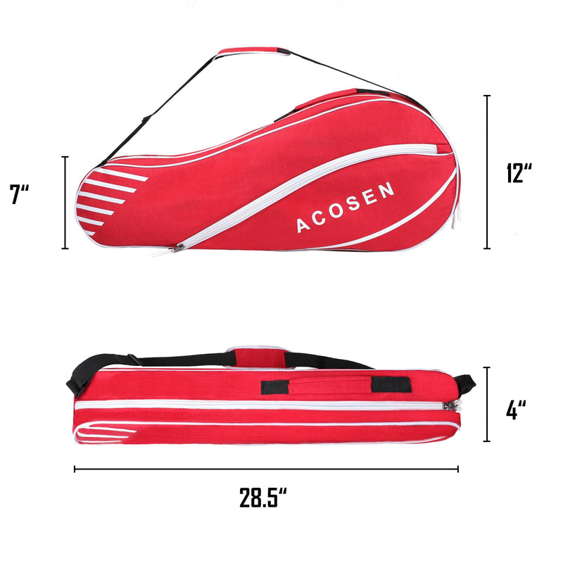 ACOSEN 3 Racquet Tennis Bag - Lightweight Tennis Bags for Women and Men, Tennis Racquet Cover Bag with Protective Pad for Professional or Beginner Tennis Players Red - BeesActive Australia