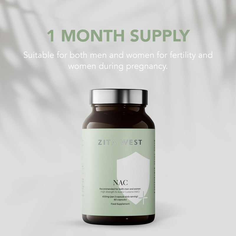Zita West - High Strength N-Acetyl Cysteine (NAC) 600mg per 2 Capsules - Premium Nutritional Supplement for Men and Women - 60 Vegan Capsules (1 Month Supply) - BeesActive Australia