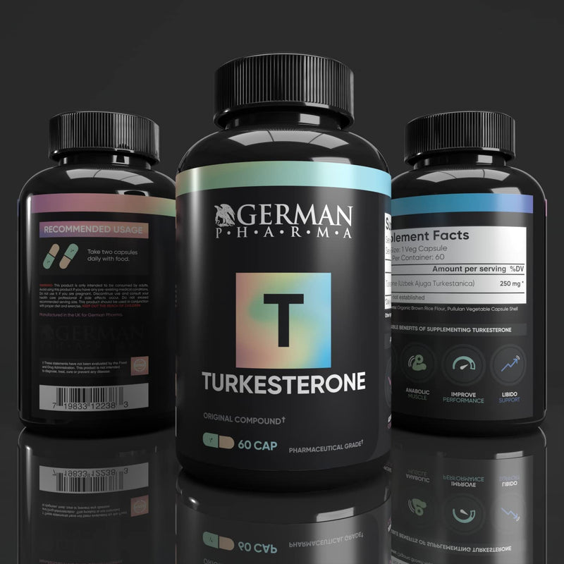 German Pharma Turkesterone | Ajuga Turkestanica 250mg Dose | 60 Vegetable Capsules, 2 Per Day | Increase Strength + Build Lean Muscle | 100% Vegan | - BeesActive Australia